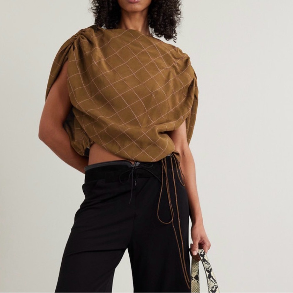 Kallmeyer Naia Draped Voile Checked Top